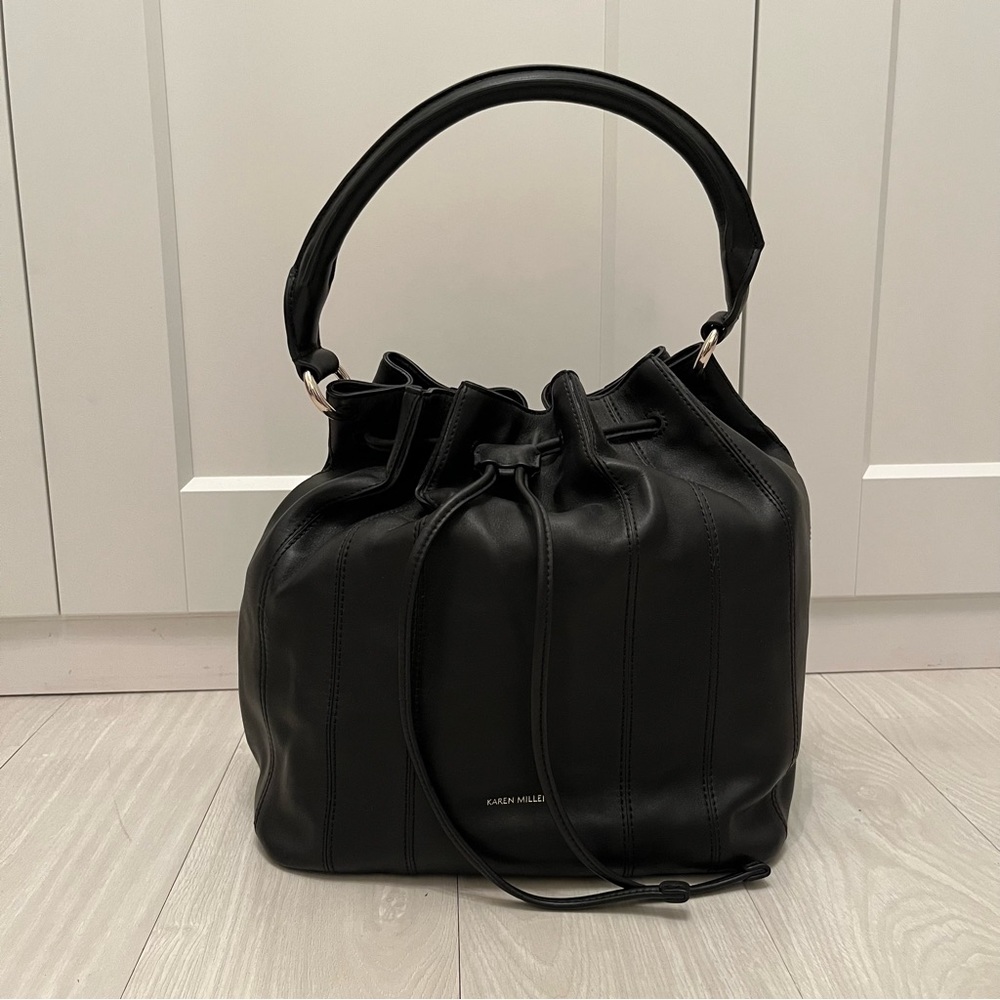 Karen Millen Leather Bucket Bag - Black